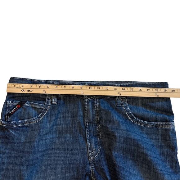 Ariat FR Jeans Men Sz 38x34 Blue Relaxed Boot M4 Distressed Denim CAT2 Workwear - Picture 8 of 11